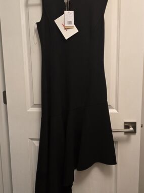NWT Michael Kors Collectipn Black Asymmetric Hem Sleeveless Dress